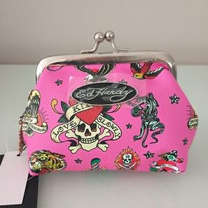 New Ed Hardy Clutch Coin Pouch Purse
